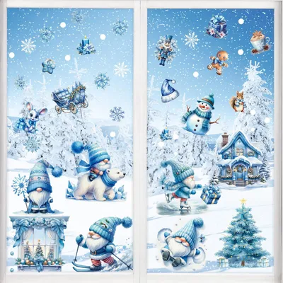 Weihnachts-Fensteraufkleber, 9 Bögen, 132 Stück, PVC, weiß