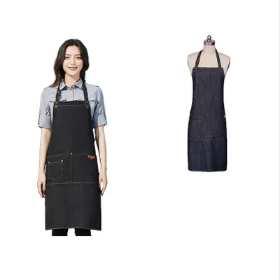 Produktbild von INF Denim Barista Schürze für Nagelstudio & Coffee Shop Schwarz
