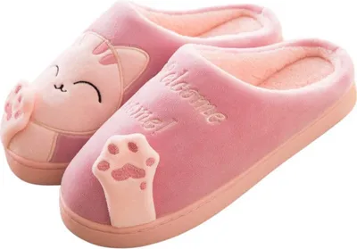 Produktbild von Damen Herren Hausschuhe Pantoffeln Plüsch Slippper Welcome Home Rot Gr.42/43