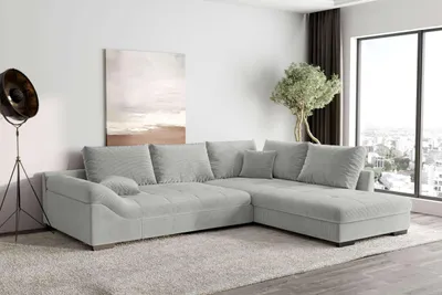Produktbild von 99rooms Terra Ecksofa Cordstoff POSO Hellgrau Rechts ohne Schlaffunktion