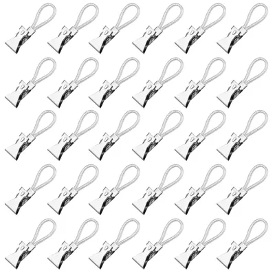 Handtuchclips aus Edelstahl, 30 Stück, 5 x 1,6 cm, weiß