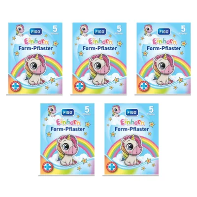 Produktbild von 25 Einhorn Pflaster, Kinderpflaster mit Einhorn Design, bunte Formpflaster für Kinder