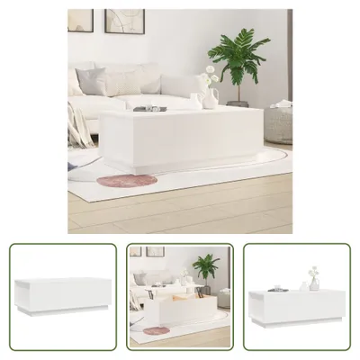 Produktbild von The Living Store Couchtisch Weiß 100x50x35 cm Massivholz Kiefer