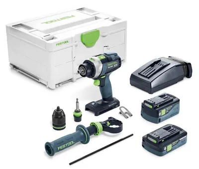 Image de Perceuse-visseuse à percussion 18V QUADRIVE TPC 18/4 5,0/4,0 I-Plus + 2 batteries 4Ah / 5Ah + chargeur + coffret SYSTAINER SYS 3 - FESTOOL - 577651