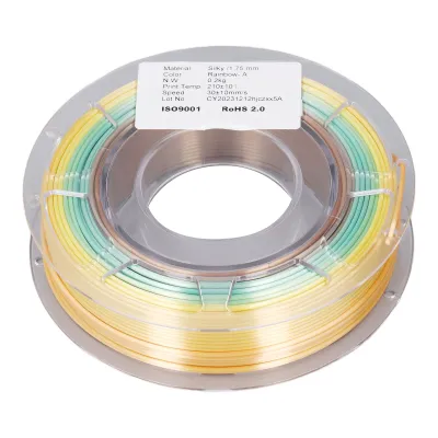 Produktbild von PLA Filament,3D Drucker PLA Filament,3D Drucker PLA Filament 1.75mm,3D Drucker PLA Filament Spule,3D Drucker PLA Filament 200g,3D Drucker PLA Filament Bundle,Silk Shiny PLA Filament,Gradient Multicolored PLA Filament