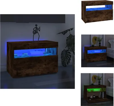 Produktbild von vidaXL TV-Schrank mit LED-Leuchten Räuchereiche 60x35x40 cm -  TV-Möbel