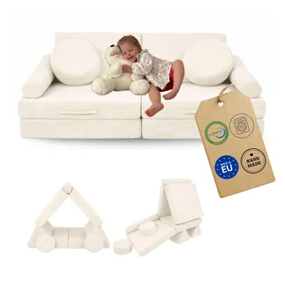 Zdjęcie produktu dla Flumi Sofa do zabawy dla dzieci, 10 elementów Sofa dla dzieci Pianka – Modułowe meble do zabawy Montessori z zmywalnym pokrowcem do pokoju dziecięcego