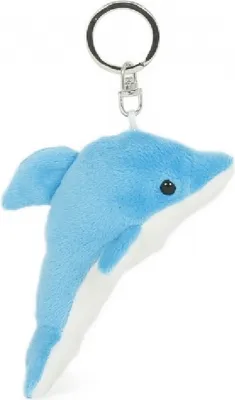 Produktbild von Schlüsselanhänger Delfin blau,  Tiere Schlüsselring Schlüssel Tier Plüsch Delfine