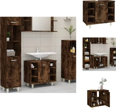 Produktbild von vidaXL Badschrank Räuchereiche 60x32x53,5 cm Holzwerkstoff -  Badezimmermöbel-Sets