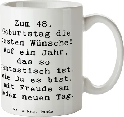 Produktbild von Mr. & Mrs. Panda Tasse Spruch 48. Geburtstag - Weiß - Geschenk, Abenteuer, besonderer Tag, Fantastisches Jahr, Geschenktasse, Teetasse, Happy Birthday, Anlass, Alter