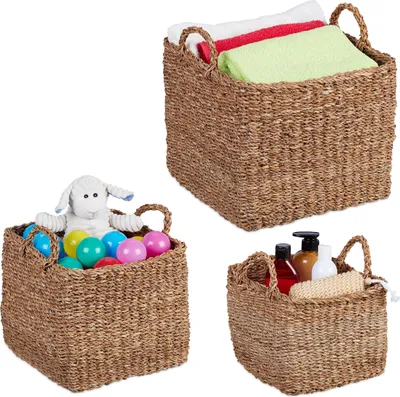 Produktbild von relaxdays 3-dielna súprava úložných košov z morskej trávy