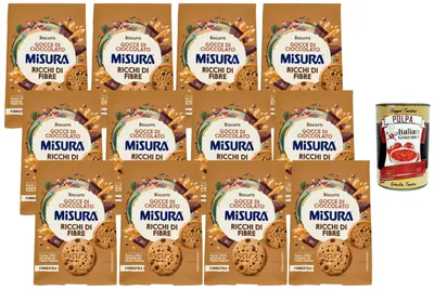 Produktbild von Italian Gourmet - Fibrextra, ollkornkekse mit Schokotropfen, ballaststoffreich (Fibrextra), knusprige Cookies aus Italien, Vorteilspack 12 x 290 g (3,48 kg) + Italian Gourmet polpa