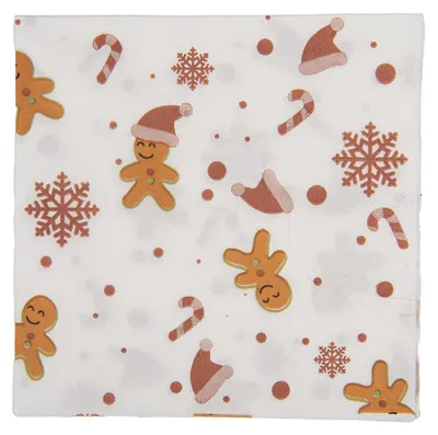 Produktbild von Clayre & Eef Servietten Papier 20er Set 33x33 cm Weiß Papier