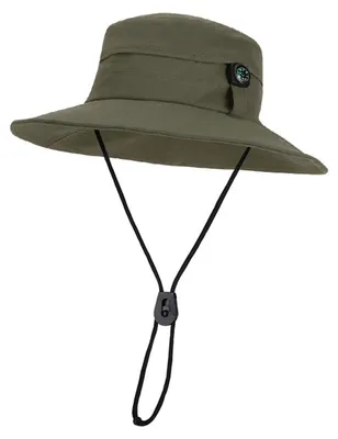 Produktbild von Fischerhut, verstellbare Größe, breite Krempe, schnelltrocknender Bucket Hat mit Kompass-Design, faltbarer Sonnenschutz für den Außenbereich