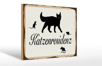 Produktbild von Holzschild Spruch 12x18 cm Katzenresidenz Schild