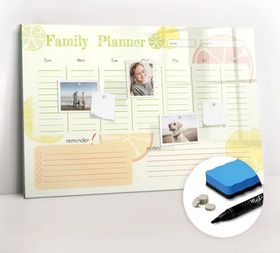 Produktbild von Magnetpinnwand Memoboard - Zubehörsatz - Schwarzer Marker + Schwamm + Magnete - 90 x 60 cm - Familienplaner