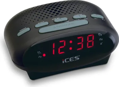 Image de Radio-réveil FM avec fonction snooze et double alarme, noir