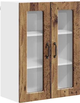 Produktbild von vidaXL Wandglas-Schrank PORTO Altholz 60 x 31 x 80 cm Holzwerkstoff