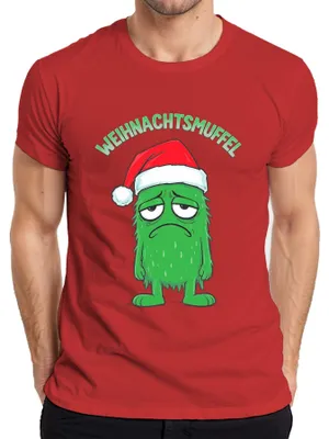 Zdjęcie produktu dla CHRISTMAS MUFFLE Prezent świąteczny śmieszna czapka męska z zielonym potworem, czerwona, S