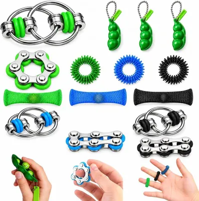 Productafbeelding van Fidgetspeelgoed - Set van 15 - Anti-stress speelgoed met acupressuurringen