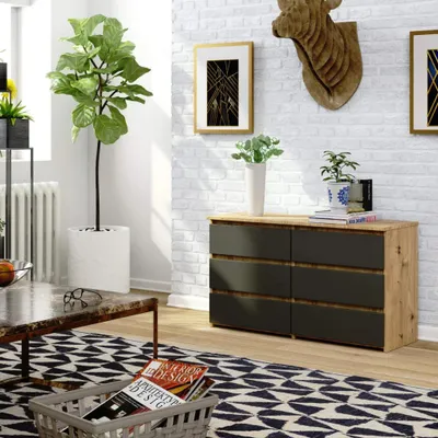 Immagine prodotto di Cassettiera stretta VALESTRA - rovere artisan / grigio scuro