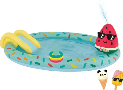 Produktbild von Happy People 77463 - Planschbecken - Spielcenter Eis mit Rutsche und Sprinkler
