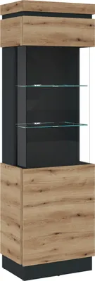Produktbild von Vitrine -  Evoke Eiche Nachbildung - Grau - B 60 cm - mit 1 Tür - Türanschlag links