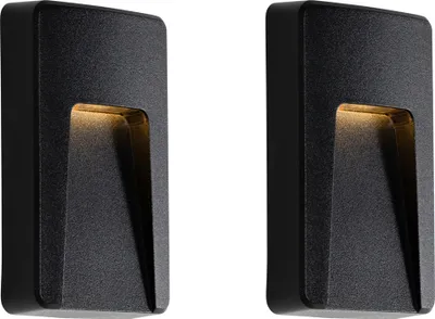 Produktbild von Set mit 2 Schwarzen Rechteckigen Außenwandleuchten inkl LED IP65 Gem