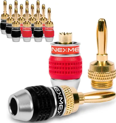 Produktbild von NEXMEX Bananenstecker 4mm schraubbar vergoldet 14x Stecker für Lautsprecherkabel