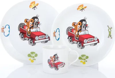 Zdjęcie produktu dla Thun 1794 Krecik i samochodzik, zestaw porcelany dla dzieci, 3 części, Thun