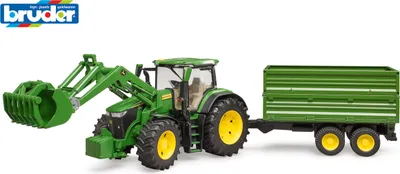 Produktbild von John Deere 7R 350 mit Frontlader und Tandemachstransportanhänger