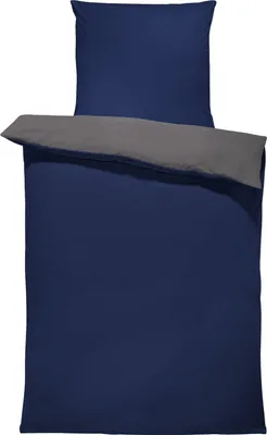 Produktbild von Bettwäsche Wende Unifarben Doubleface modern Microfaser Reißverschluss, Farbe:blau / anthrazit, Größe:2 teilig 135x200 cm