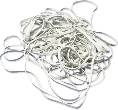 Image de Élastiques 100 mm x 1,3 x 4,0, blancs – 1 kg