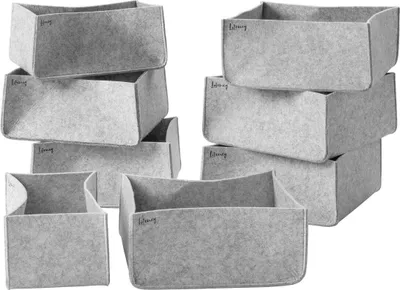 Produktbild von Lifeney Aufbewahrungsbox 8er Set Schrank Organizer aus der Serie Organize your closet Für Stauraum & Ordnung im Kleiderschrank 6x 12x27x25 cm & 2x 12x27x15 cm, Material: Filz