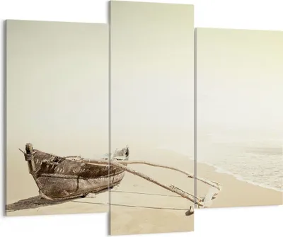 Produktbild von Bild auf Leinwand - Leinwandbild - 3 Teile - £ódŸ Wrack Meer - 130x100cm - Wand Bild - Wanddeko - Wandbilder - Leinwanddruck - Bilder - Wanddekoration - Leinwand bilder - Wandbild - CB130x100-5123