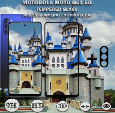 Produktbild von Motorola Moto G51 5G Displayschutzfolie und Objektivschutz aus gehärtetem Glas 9H