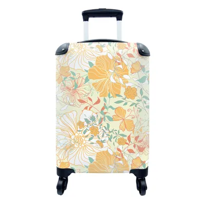 Produktbild von MuchoWow® Koffer Handgepäck Trolley Rollkoffer Kleine Reisekoffer mit 4 Rollen - Blumen - Muster - Schmetterlinge - Cabin Size < 55x40x23 cm & 55x40x20 cm - Fotokoffer - Kabinenkoffer - Boardgepäck - Reise-Box - Reisekoffer - Reisegepäck - Koffer mit Bild - Trolley für Kinder