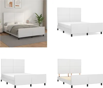 Immagine prodotto di vidaXL Giroletto con testiera bianco 140x200 cm in Pelle finta - Giroletto con testiera - Giroletto con testiera - Letto con testiera - Letto con testiera