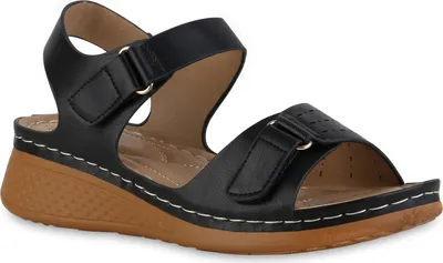 Produktbild von VAN HILL Damen Komfort Sandalen Bequem Cut-outs Freizeit Schuhe 841627, Farbe: Schwarz, Größe: 41