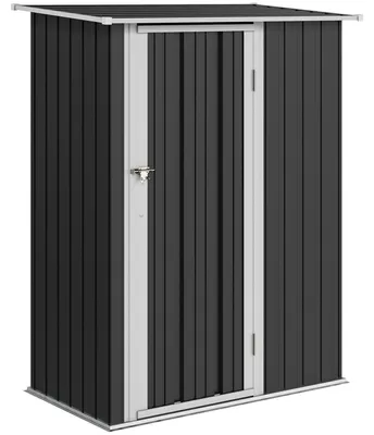 Produktbild von Outsunny Gartenhaus Metallgerätehaus mit Tür für den Außenbereich Dunkelgrau