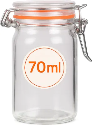 Image de Bocal en verre avec couvercle à clip, 70 ml, lot de 1