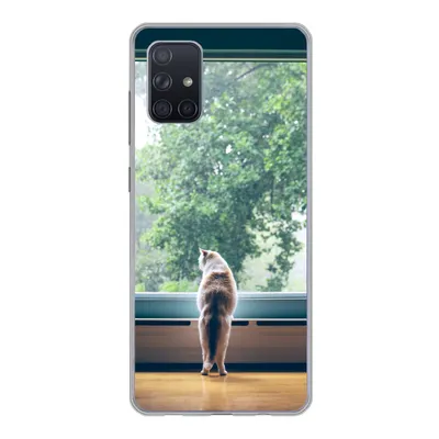 Produktbild von MuchoWow® Handyhülle Schutzhülle Hülle für Samsung Galaxy A51 Katze - Fenster - Pflanzen Silikon Softcase Handy Hülle - Schutzabdeckung