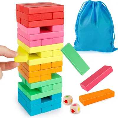 Image de Jeux de construction en bois avec sac de rangement