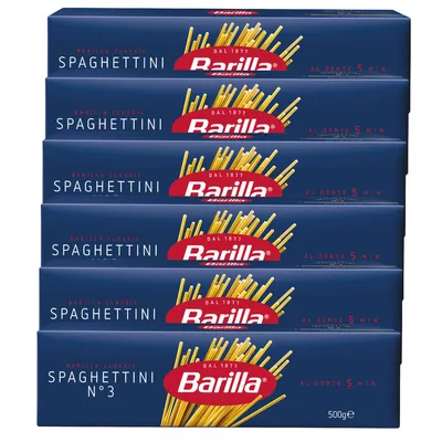 Produktbild von Barilla Spaghettini Nummer 3 Hartweizen Pasta 500g 6er Pack