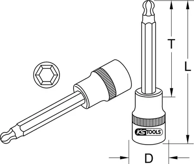 Produktbild von KS-Tools 911.1658-E 1/2"Bit-Stecknuss Innen6kant