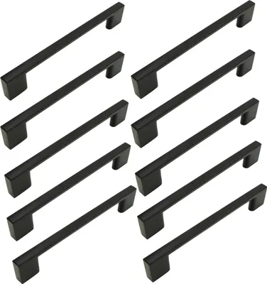 Immagine prodotto di set di 10 maniglie per mobili Svelto 128 mm in alluminio nero - finitura opaca, design classico per cucina e mobili