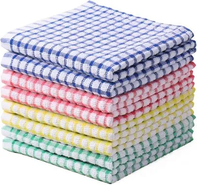 Produktbild von Unyqoos® 8er-Set saugstarke Spültücher 30 x 30 cm, 100% Baumwolle, fusselfrei, schnelltrocknend, mehrfarbig