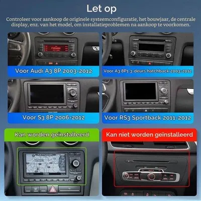 Productafbeelding van 8 Core 4G + 64G Autoradio Voor a3 2003-2012 / s3 2006-2012 / Rs3 2011-2012 Met Carplay Android Auto, 7 Inch Touchscreen Met GPS Wifi Bluetooth FM/RDS DSP Swc + Achteruitrijcamera