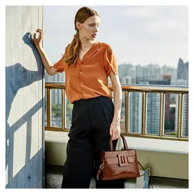 Produktbild von Damentasche Elegante Handtasche Schultertasche aus Kunstleder mit Krokodilmuster und vielen Fächern