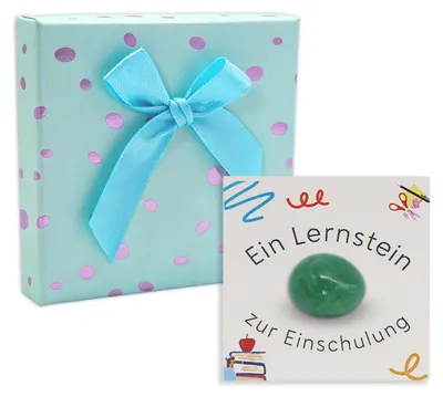Glücksstein Naturstein 2-3 cm mit Karte und Box für Schultüte